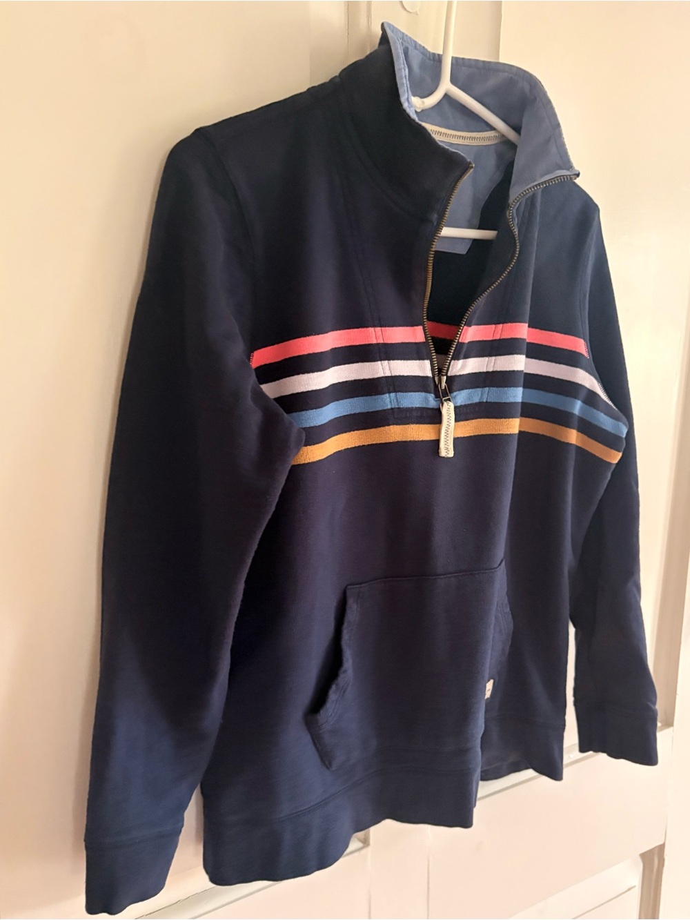 L.L. Bean Organic Cotton Peaks Island 1/4 Zip Sweatshirt Pullover Navy Women’s M